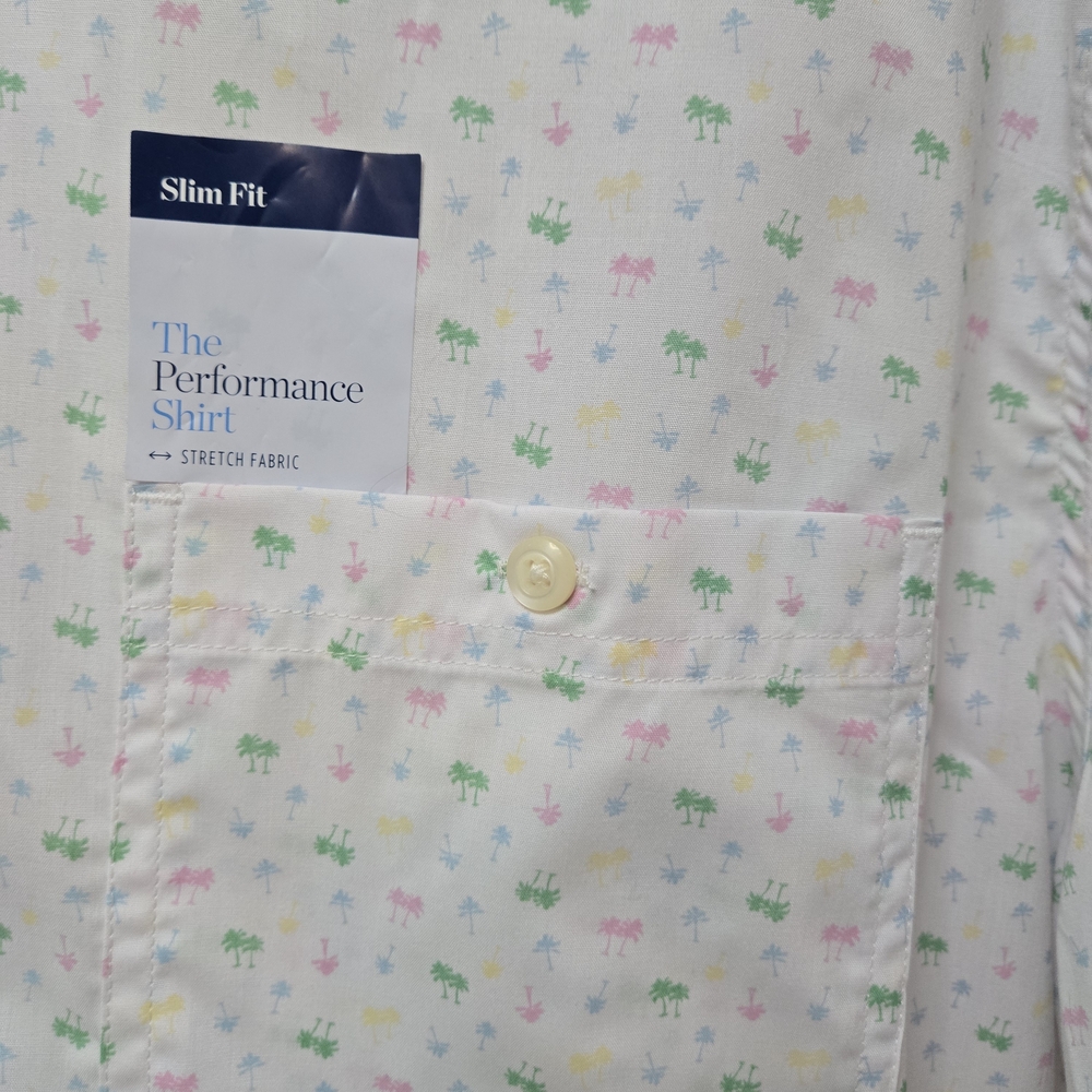 Croft & Barrow‎ Men's White and Green Patterned Short Sleeve Shirt - Picture 3 of 14